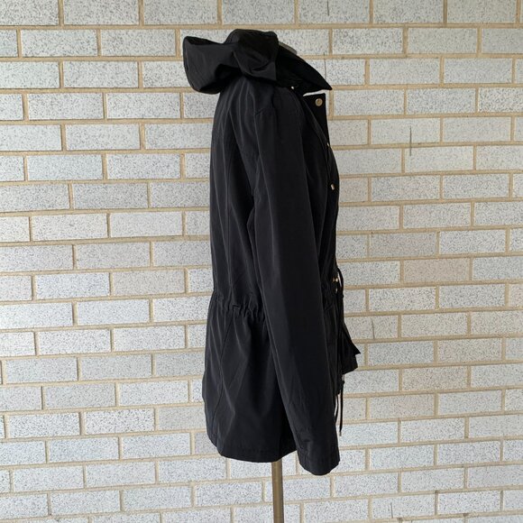 CHARTER CLUB WATER RESISTANT BLACK HOODED JACKET SIZE XL 100% POLYESTER - Picture 4 of 9